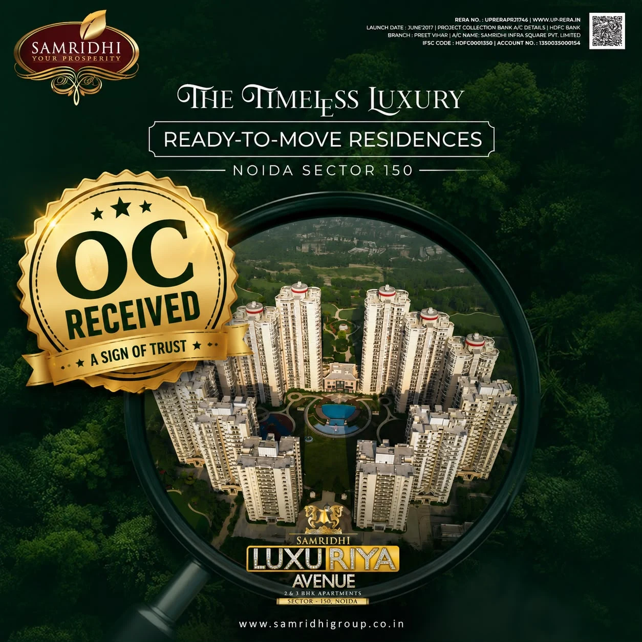 Samridhi Luxuriya Avenue Aerial Drone Master View with OC Received