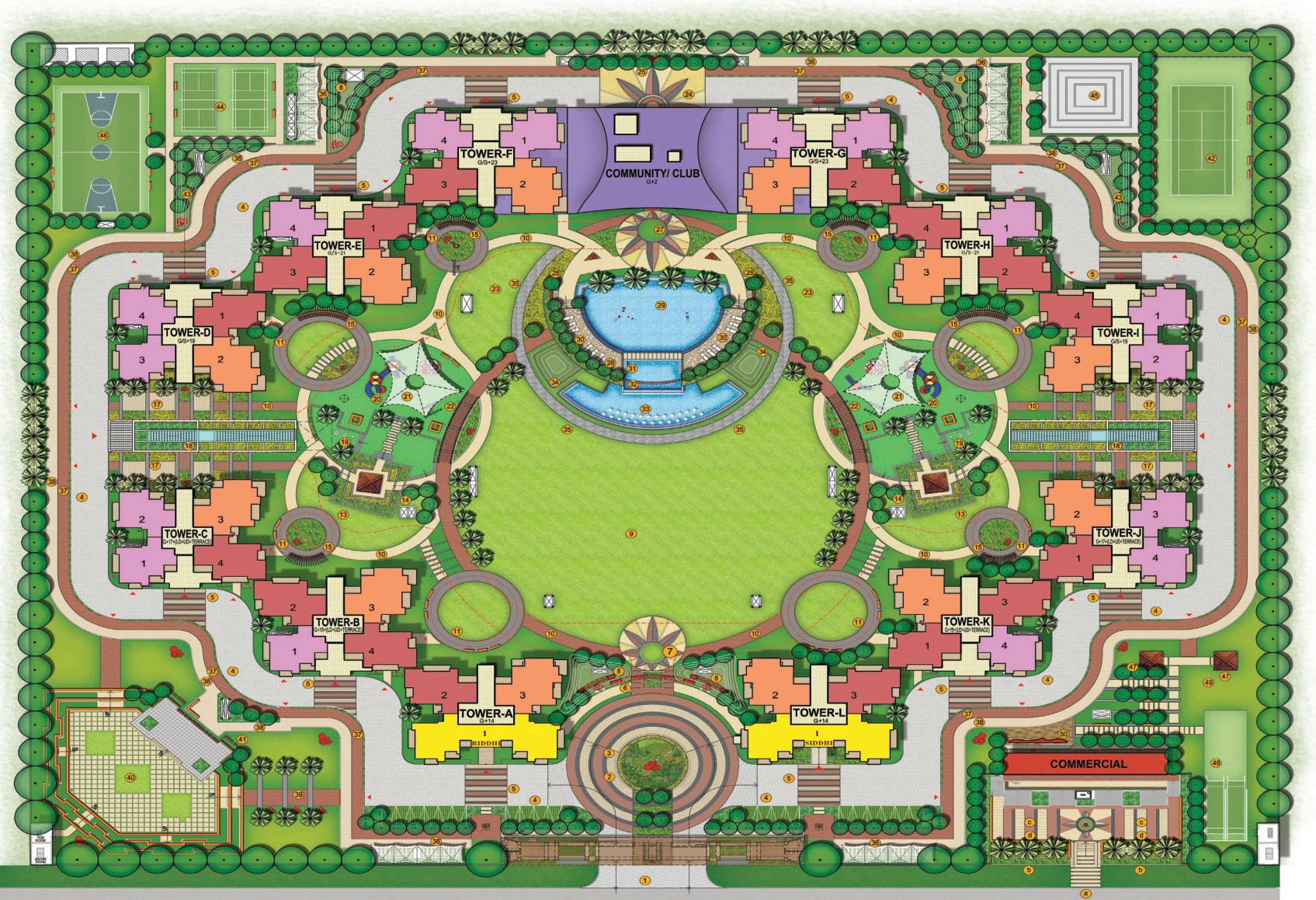 Samridhi Luxuriya Avenue 48-Amenity Architectural Master Layout Plan