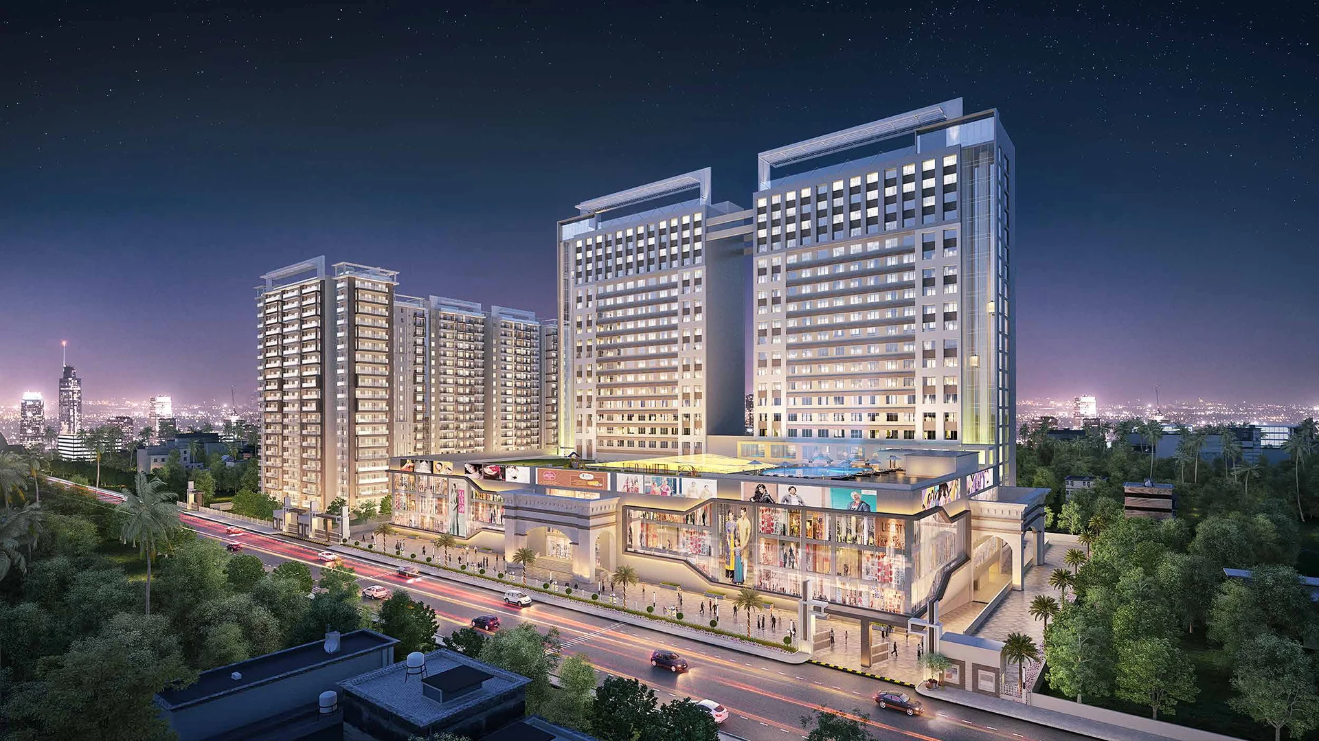 Patliputra Signature Park Architectural Night Render & Drop-off Plaza