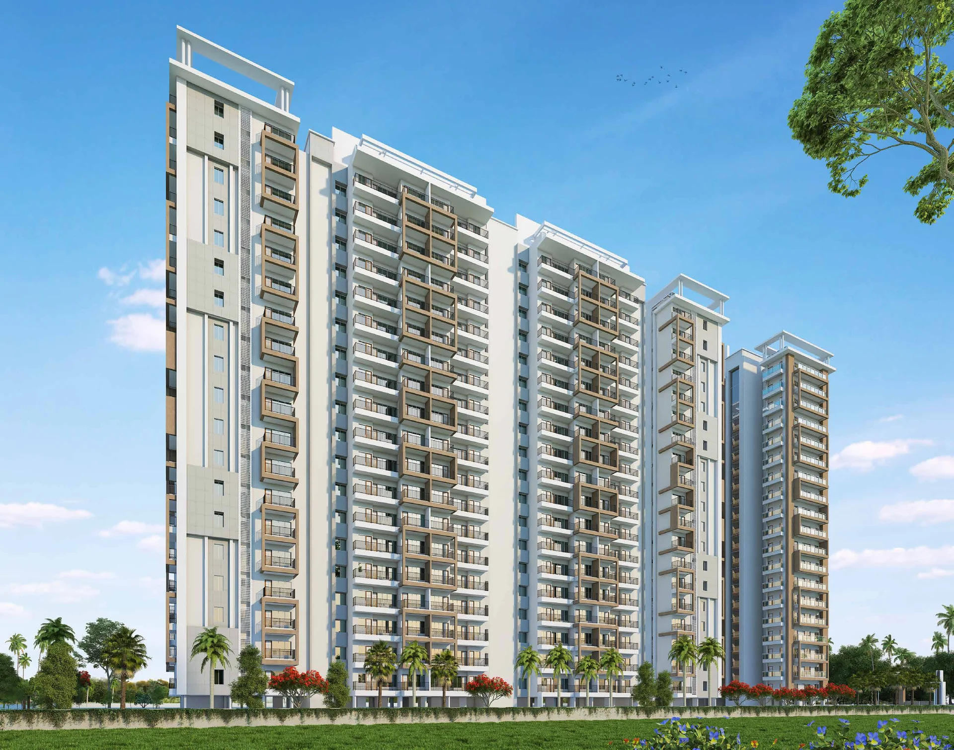 Patliputra Signature Park Daytime Residential Elevation & Podium Greens